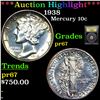 Image 1 : Proof ***Auction Highlight*** 1938 Mercury Dime 10c Graded GEM++ Proof By USCG (fc)