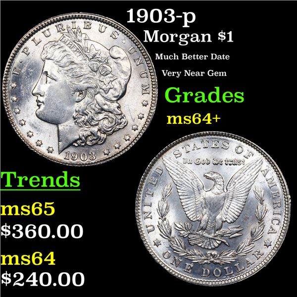 1903-p Morgan Dollar $1 Grades Choice+ Unc
