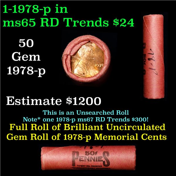 Shotgun Lincoln 1c roll, 1978-p 50 pcs Brandt Wrapper.