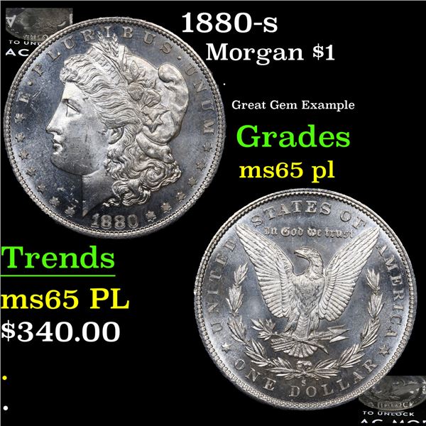 1880-s Morgan Dollar $1 Grades GEM Unc PL
