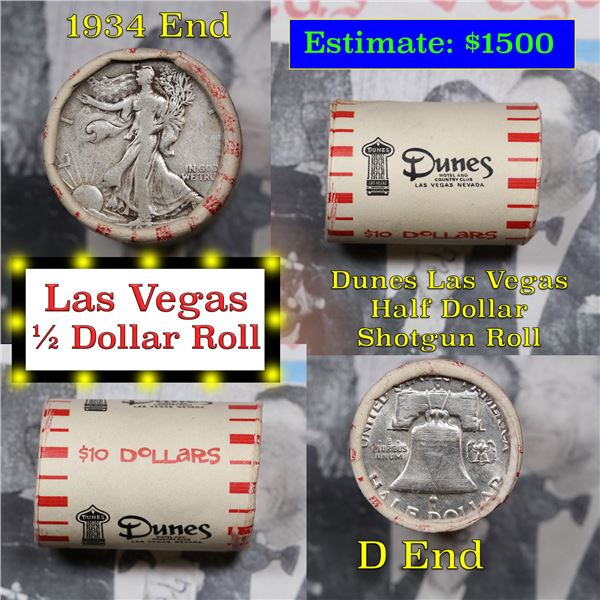 ***Auction Highlight*** Old Casino 50c Roll $10 Halves Las Vegas Casino Dunes d Franklin & 1934 Walk