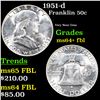 Image 1 : 1951-d Franklin Half Dollar 50c Grades Choice Unc+ FBL