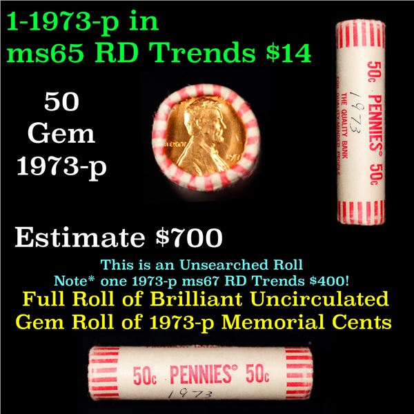 Shotgun Lincoln 1c roll, 1973-P 50 pcs steel strong