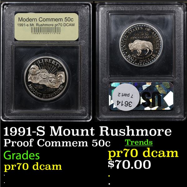 Proof 1991-S Mount Rushmore Modern Commem Half Dollar 50c Graded GEM++ Proof Deep Cameo BY USCG