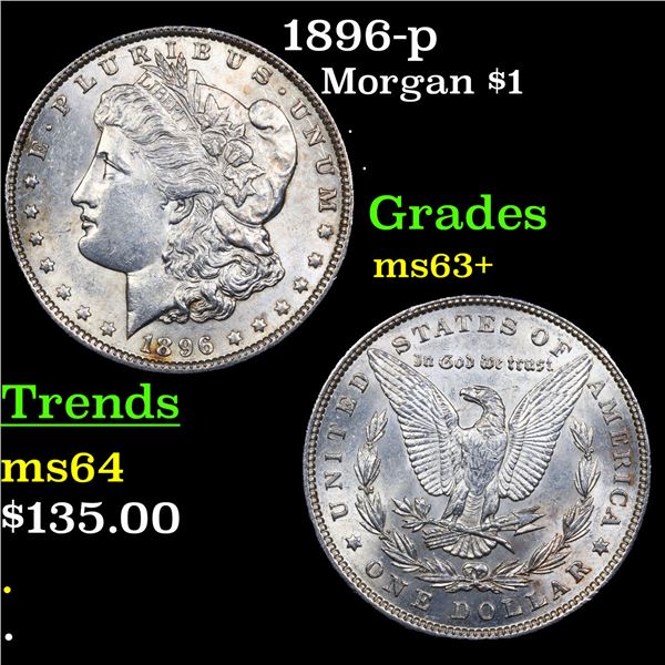 1896-p Morgan Dollar $1 Grades Select+ Unc