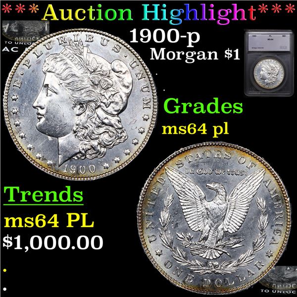 ***Auction Highlight*** 1900-p Morgan Dollar $1 Graded ms64 pl BY SEGS (fc)