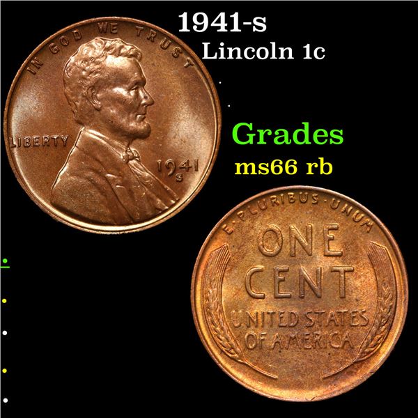 1941-s Lincoln Cent 1c Grades GEM+ Unc RB
