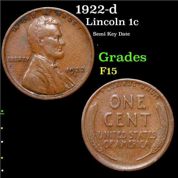 1922-d Lincoln Cent 1c Grades vf++