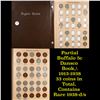 Image 1 : Partial Buffalo 5c Dansco Book, 1913-1938 33 coins in Total, Contains Rare 1938-d/s