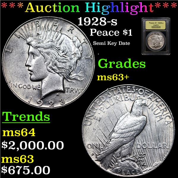 ***Auction Highlight*** 1928-s Peace Dollar $1 Graded Select+ Unc By USCG (fc)