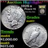 Image 1 : ***Auction Highlight*** 1928-s Peace Dollar $1 Graded Select+ Unc By USCG (fc)