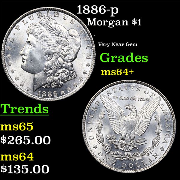 1886-p Morgan Dollar $1 Grades Choice+ Unc