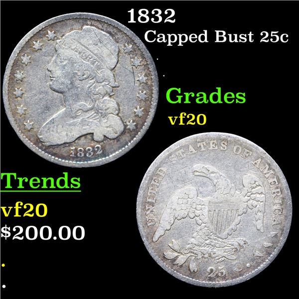 1832 Capped Bust Quarter 25c Grades vf, very fine