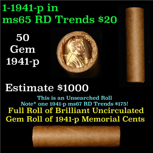 Shotgun Lincoln 1c roll, 1941-p 50 pcs Brandt Wrapper.
