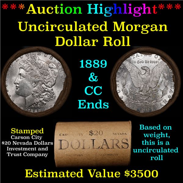 ***Auction Highlight*** 1889 & CC Uncirculated Morgan Dollar Shotgun Roll (fc)