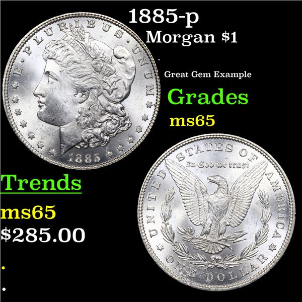1885-p Morgan Dollar $1 Grades GEM Unc