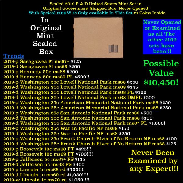 Sealed 2019 United States Mint Set in Original Government Shipped Box, Never Opened! 21 Coins Inside