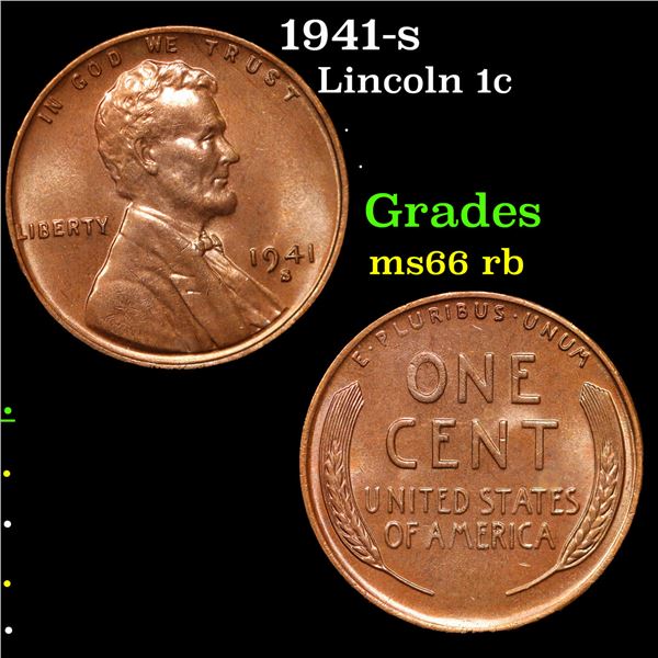 1941-s Lincoln Cent 1c Grades GEM+ Unc RB
