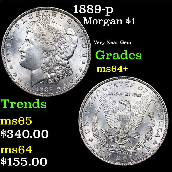 1889-p Morgan Dollar $1 Grades Choice+ Unc