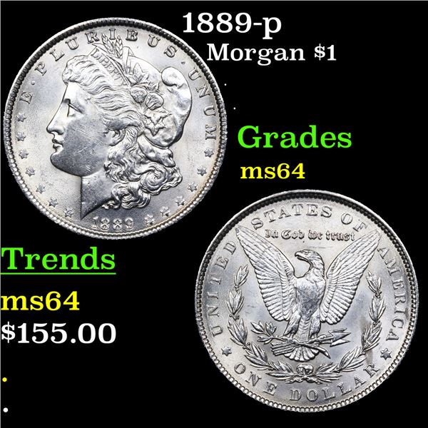 1889-p Morgan Dollar $1 Grades Choice Unc