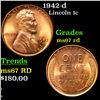 Image 1 : 1942-d Lincoln Cent 1c Grades GEM++ Unc RD