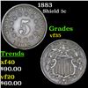 Image 1 : 1883 Shield Nickel 5c Grades vf++
