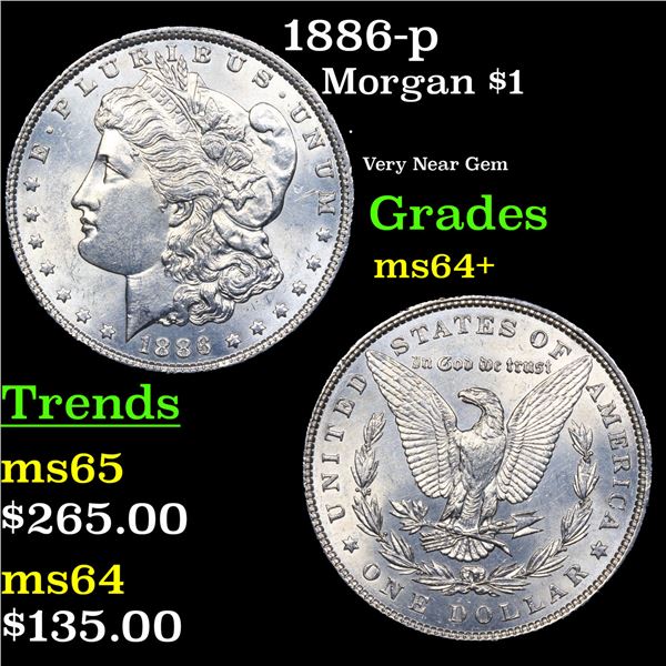 1886-p Morgan Dollar $1 Grades Choice+ Unc
