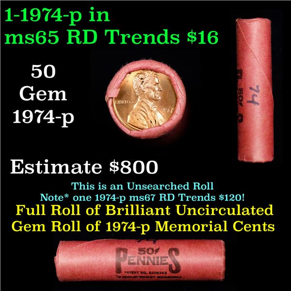 Shotgun Lincoln 1c roll, 1974-p 50 pcs Steelstrong Wrapper.