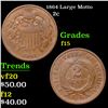 Image 1 : 1864 Large Motto Two Cent Piece 2c Grades f+