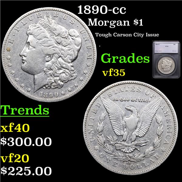 1890-cc Morgan Dollar $1 Graded vf35 By SEGS