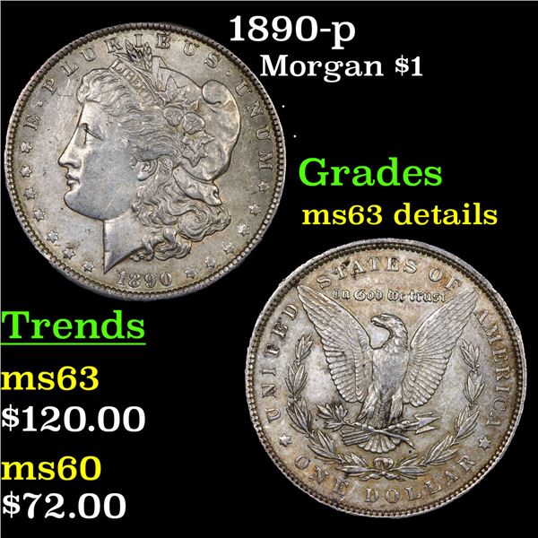 1890-p Morgan Dollar $1 Grades Unc Details