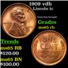 Image 1 : 1909 vdb Lincoln Cent 1c Grades GEM Unc RB