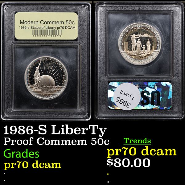 Proof 1986-S LiberTy Modern Commem Half Dollar 50c Graded GEM++ Proof Deep Cameo BY USCG