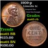 Image 1 : 1909-p Lincoln Cent 1c Grades GEM Unc RB
