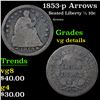 Image 1 : 1853-p Arrows Seated Liberty Half Dime 1/2 10c Grades vg details