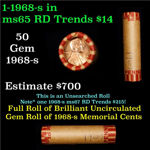 Shotgun Lincoln 1c roll, 1968-s 50 pcs Brandt Wrapper.