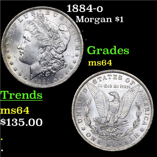 1884-o Morgan Dollar $1 Grades Choice Unc