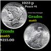 Image 1 : 1922-p Peace Dollar $1 Grades GEM Unc