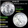 Image 1 : 1946-D Walking Liberty Half Dollar 50c Grades Choice+ Unc