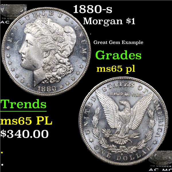 1880-s Morgan Dollar $1 Grades GEM Unc PL
