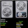Image 1 : NGC 2021 Silver Eagle Dollar $1 Graded ms69 By NGC