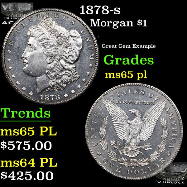 1878-s Morgan Dollar $1 Graded GEM Unc PL By USCG