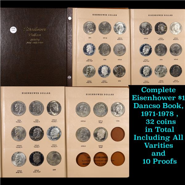 Complete Eisenhower $1 Dancso Book, 1971-1978 Proof, 32 coins in Total Including All Varities and 10