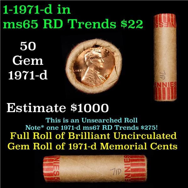 Shotgun Lincoln 1c roll, 1971-d 50 pcs Brandt Wrapper.
