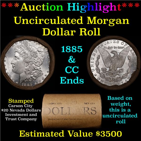 ***Auction Highlight*** 1885 & CC Uncirculated Morgan Dollar Shotgun Roll (fc)