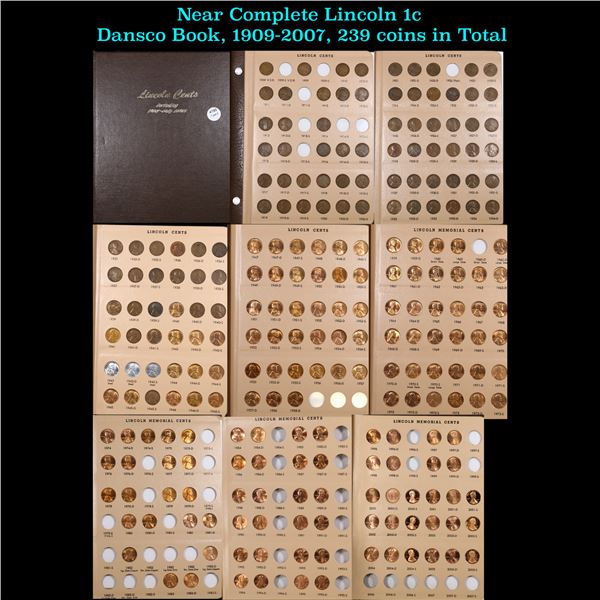 Near Complete Lincoln 1c Dansco Book, 1909-2007, 239 coins in Total