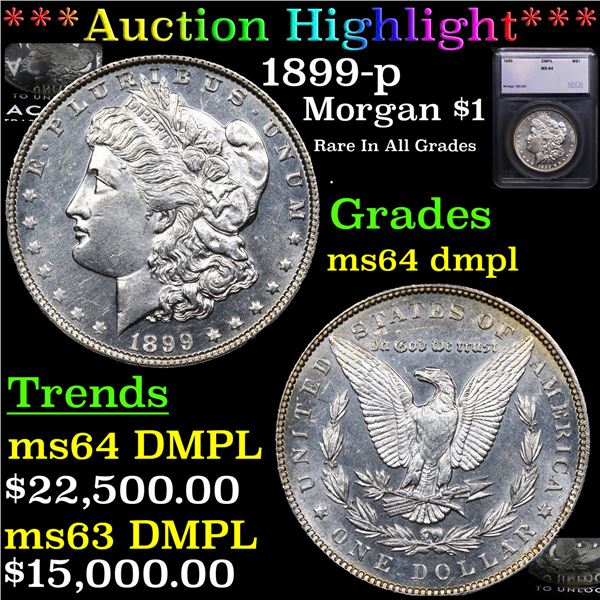***Auction Highlight*** 1899-p Morgan Dollar $1 Graded ms64 dmpl BY SEGS (fc)