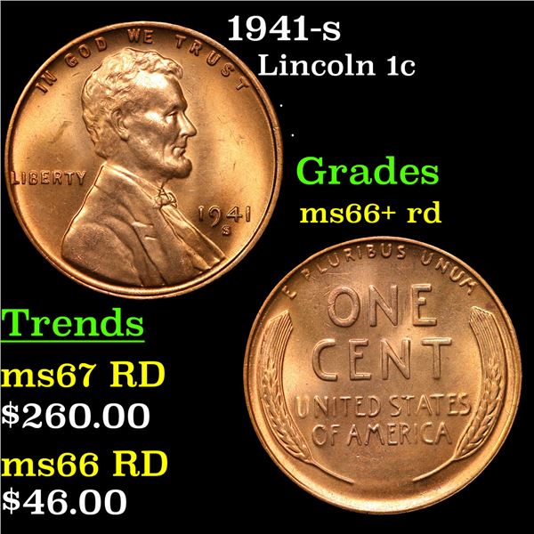 1941-s Lincoln Cent 1c Grades GEM++ RD