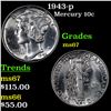 Image 1 : 1943-p Mercury Dime 10c Grades GEM++ Unc