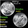 Image 1 : 1922-p Peace Dollar $1 Grades Select+ Unc